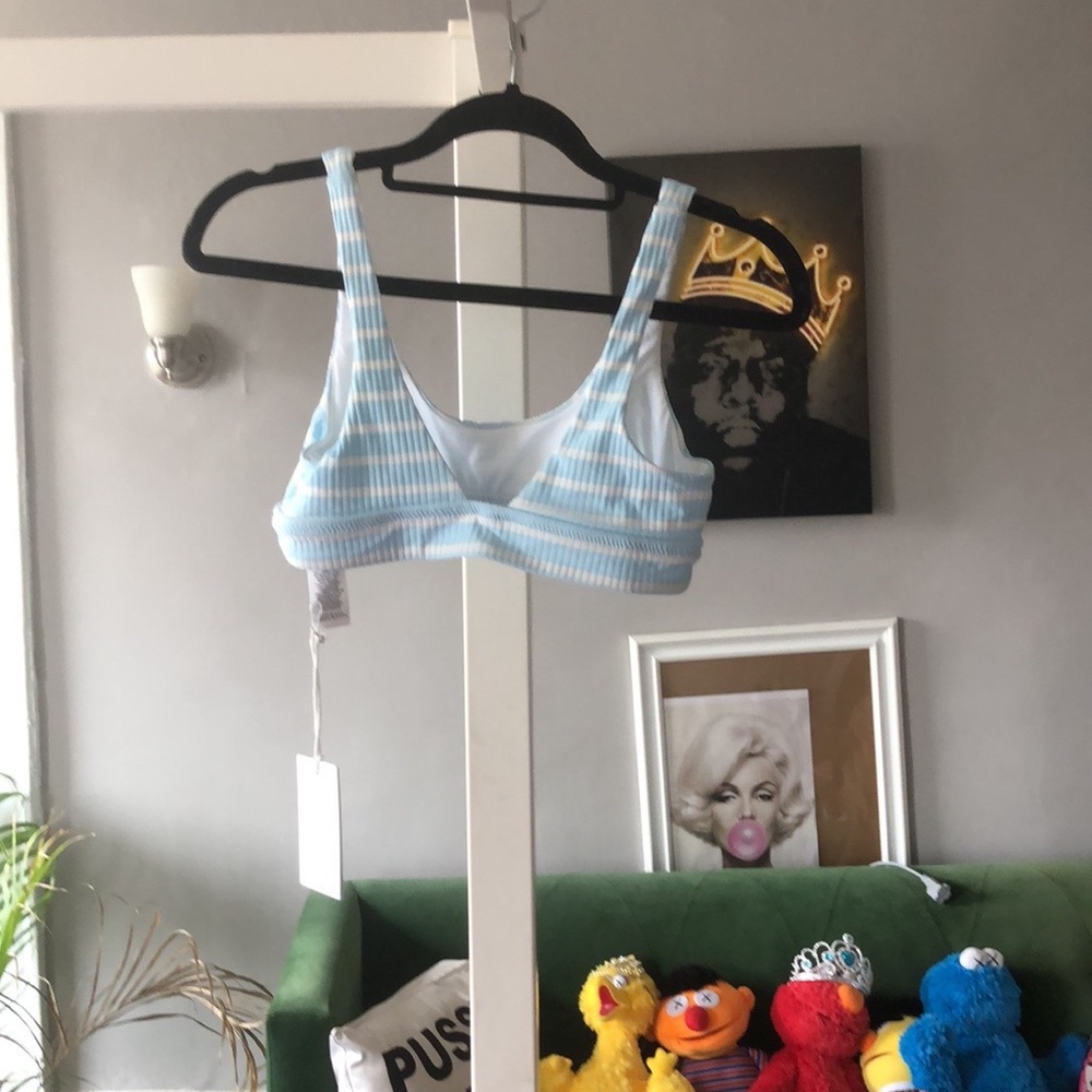 Vitamin A sky Ecorib Sienna bikini top bralette blue and white striped Sz 6 ( S)
